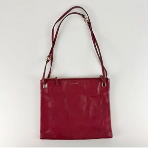 Vintage Coach Red Pebbled Leather Flat Zip-Top Crossbody Bag